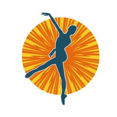 Hareketli bir kadın balerin silueti. Dans eden balerin kızın silueti..