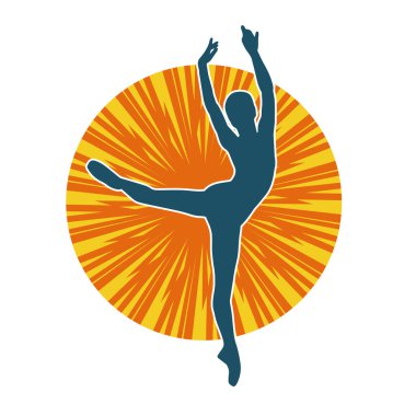 Hareketli bir kadın balerin silueti. Dans eden balerin kızın silueti..