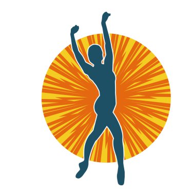 Hareketli bir kadın balerin silueti. Dans eden balerin kızın silueti..