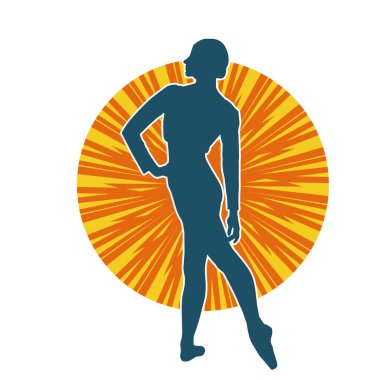 Hareketli bir kadın balerin silueti. Dans eden balerin kızın silueti..