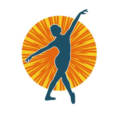 Hareketli bir kadın balerin silueti. Dans eden balerin kızın silueti..