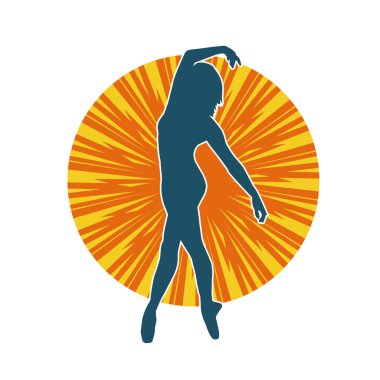 Hareketli bir kadın balerin silueti. Dans eden balerin kızın silueti..