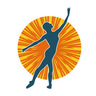 Hareketli bir kadın balerin silueti. Dans eden balerin kızın silueti..