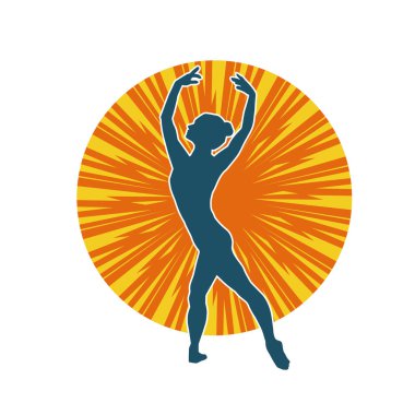 Hareketli bir kadın balerin silueti. Dans eden balerin kızın silueti..