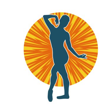 Hareketli bir kadın balerin silueti. Dans eden balerin kızın silueti..