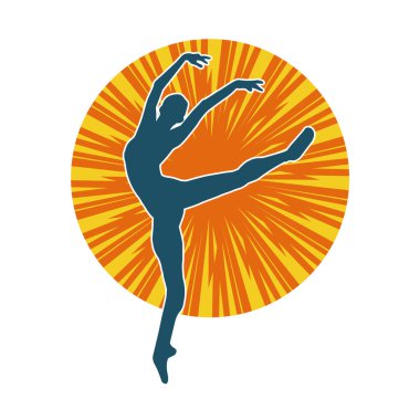 Hareketli bir kadın balerin silueti. Dans eden balerin kızın silueti..