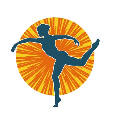 Hareketli bir kadın balerin silueti. Dans eden balerin kızın silueti..