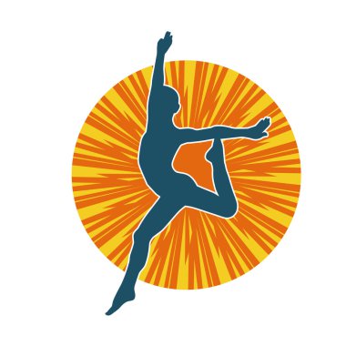 Hareketli bir kadın balerin silueti. Dans eden balerin kızın silueti..