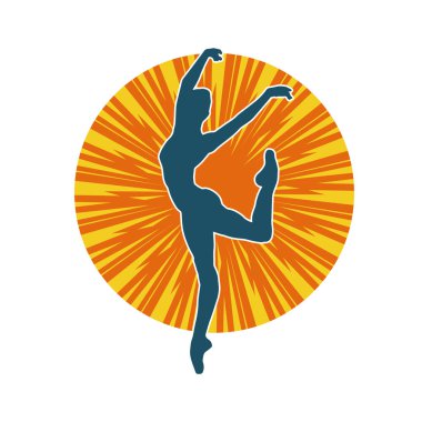 Hareketli bir kadın balerin silueti. Dans eden balerin kızın silueti..