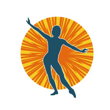 Hareketli bir kadın balerin silueti. Dans eden balerin kızın silueti..