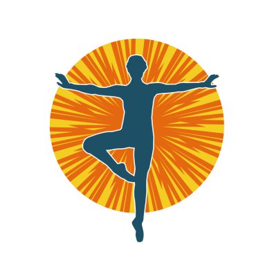 Hareketli bir kadın balerin silueti. Dans eden balerin kızın silueti..