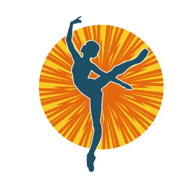 Hareketli bir kadın balerin silueti. Dans eden balerin kızın silueti..