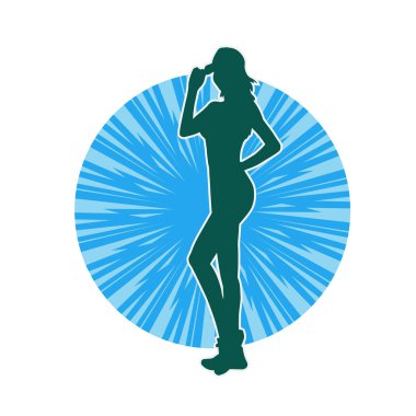 Dişi pozisyonunda ince bir kadın modelinin silueti.. 