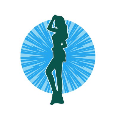 Dişi pozisyonunda ince bir kadın modelinin silueti.. 