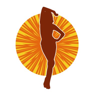 Dişi pozisyonunda ince bir kadın modelinin silueti.. 