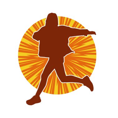 Hareketli bir kadın dansçının silueti. Dans eden zayıf bir kadının silueti..