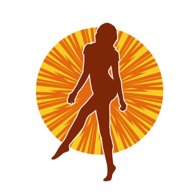 Hareketli bir kadın balerin silueti. Dans eden balerin kızın silueti..