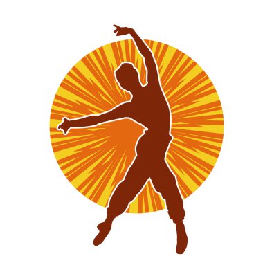 Hareketli bir kadın balerin silueti. Dans eden balerin kızın silueti..