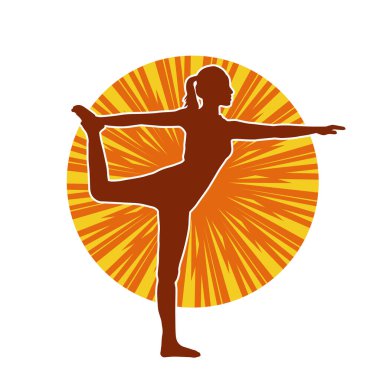 Hareketli bir kadın balerin silueti. Dans eden balerin kızın silueti..