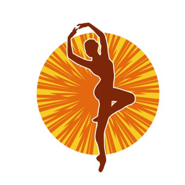 Hareketli bir kadın balerin silueti. Dans eden balerin kızın silueti..