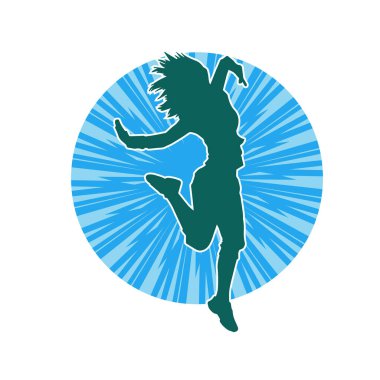 Hareketli bir kadın dansçının silueti. Dans eden zayıf bir kadının silueti..