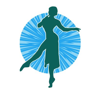 Hareketli bir kadın dansçının silueti. Dans eden zayıf bir kadının silueti..