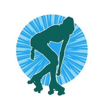 Paten kayan bir kadının silüeti. Sportif kadın silueti Tekerlekli sandalyede iyi eğlenceler.