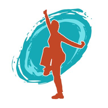 Dövüş sanatları yapan zayıf bir kadının silueti. Dövüş sanatlarında çalışan bir kadının silueti..