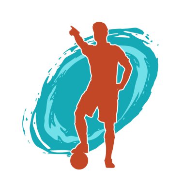 Sabit pozisyondaki bir erkek futbolcunun silueti. Hareket halindeki bir futbolcunun silueti.