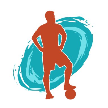 Sabit pozisyondaki bir erkek futbolcunun silueti. Hareket halindeki bir futbolcunun silueti.
