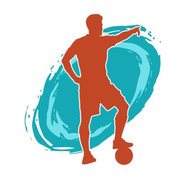 Sabit pozisyondaki bir erkek futbolcunun silueti. Hareket halindeki bir futbolcunun silueti.
