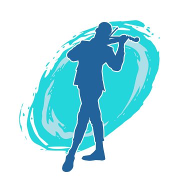 Keman teli çalan bir müzisyenin silueti..