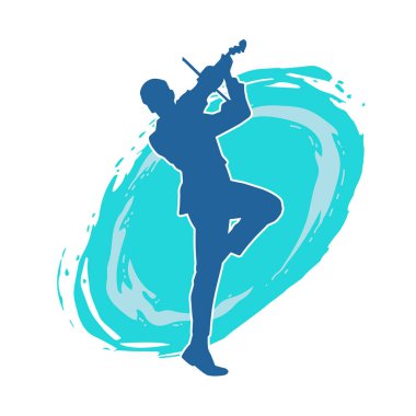 Keman teli çalan bir müzisyenin silueti..