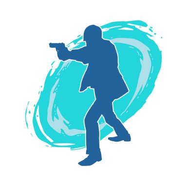 Bir dedektif ya da güvenlik görevlisinin silueti tabanca taşıyor..