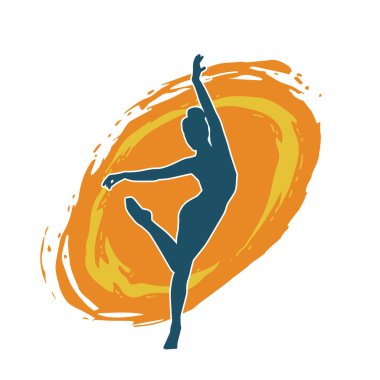 Hareketli bir kadın balerin silueti. Dans eden balerin kızın silueti..