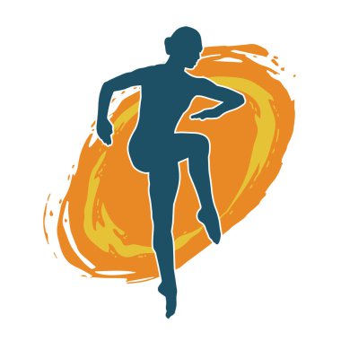 Hareketli bir kadın balerin silueti. Dans eden balerin kızın silueti..