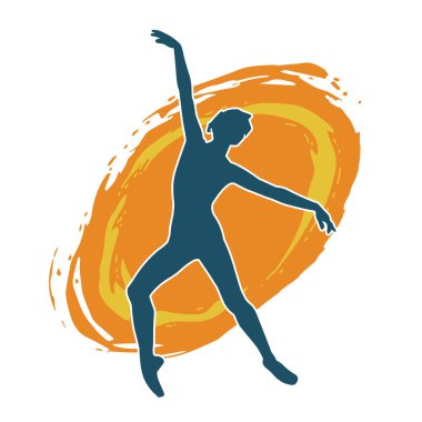 Hareketli bir kadın balerin silueti. Dans eden balerin kızın silueti..