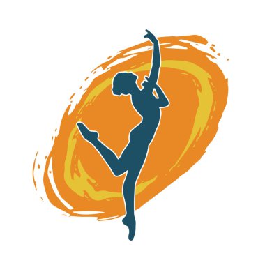 Hareketli bir kadın balerin silueti. Dans eden balerin kızın silueti..