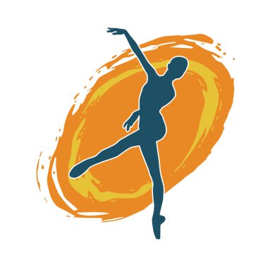 Hareketli bir kadın balerin silueti. Dans eden balerin kızın silueti..