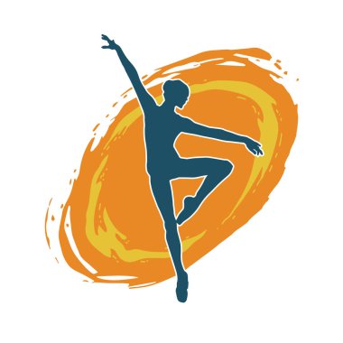 Hareketli bir kadın balerin silueti. Dans eden balerin kızın silueti..