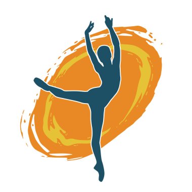 Hareketli bir kadın balerin silueti. Dans eden balerin kızın silueti..