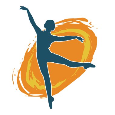 Hareketli bir kadın balerin silueti. Dans eden balerin kızın silueti..