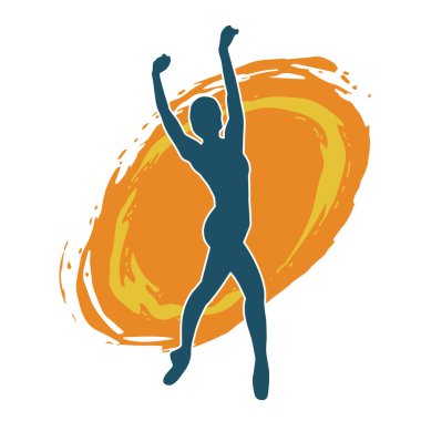 Hareketli bir kadın balerin silueti. Dans eden balerin kızın silueti..