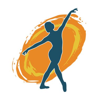 Hareketli bir kadın balerin silueti. Dans eden balerin kızın silueti..