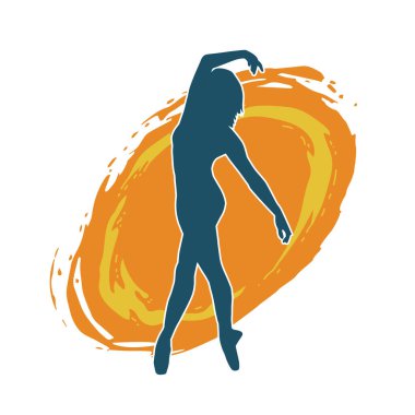 Hareketli bir kadın balerin silueti. Dans eden balerin kızın silueti..