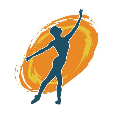 Hareketli bir kadın balerin silueti. Dans eden balerin kızın silueti..