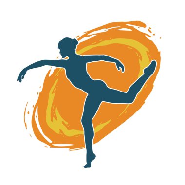 Hareketli bir kadın balerin silueti. Dans eden balerin kızın silueti..