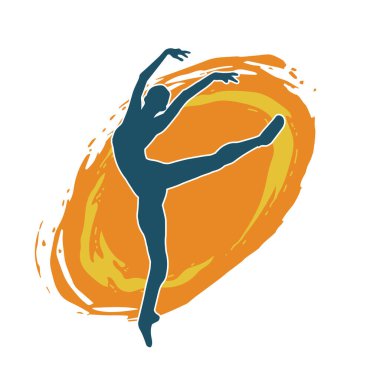 Hareketli bir kadın balerin silueti. Dans eden balerin kızın silueti..