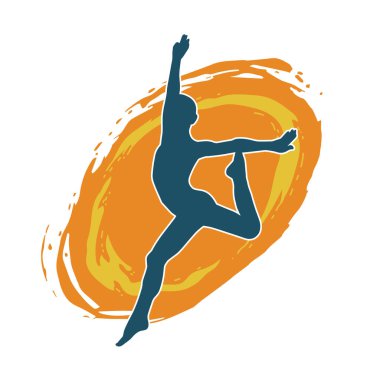 Hareketli bir kadın balerin silueti. Dans eden balerin kızın silueti..