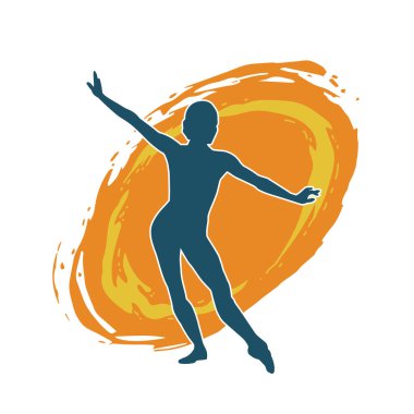 Hareketli bir kadın balerin silueti. Dans eden balerin kızın silueti..